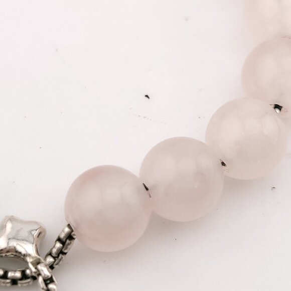 David Yurman Sterling Silver 8mm Rose Quartz Spiritual Bead Beaded Pull Bracelet - Picture 4 of 10